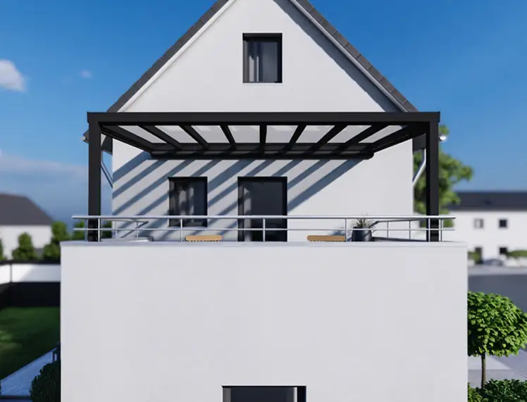 Stilvolle Balkonüberdachung aus Aluminium und Glas für Terrasse und Balkon in Baden-Württemberg